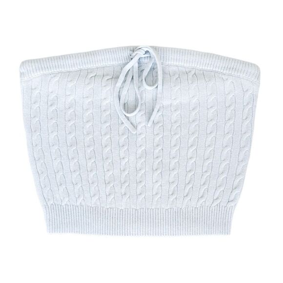 NWOT HELSA Taiki Cable Tube Top in Pale Blue - Picture 6 of 7